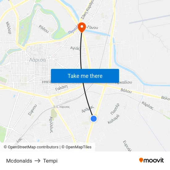 Mcdonalds to Tempi map