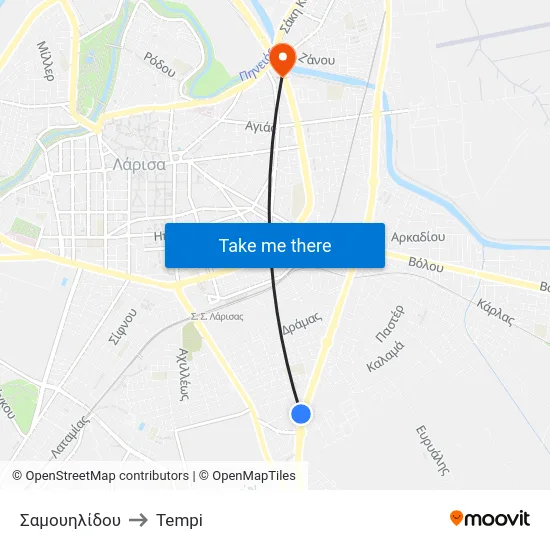 Σαμουηλίδου to Tempi map