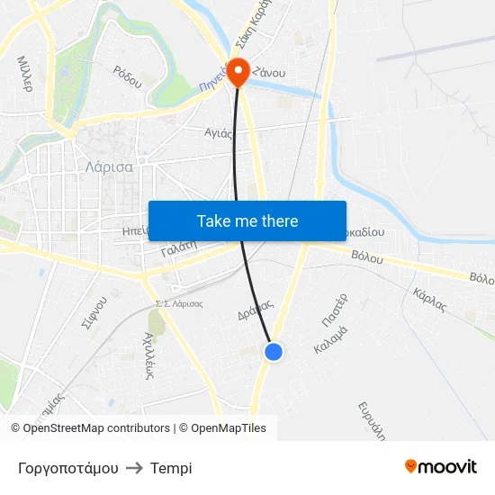 Γοργοποτάμου to Tempi map