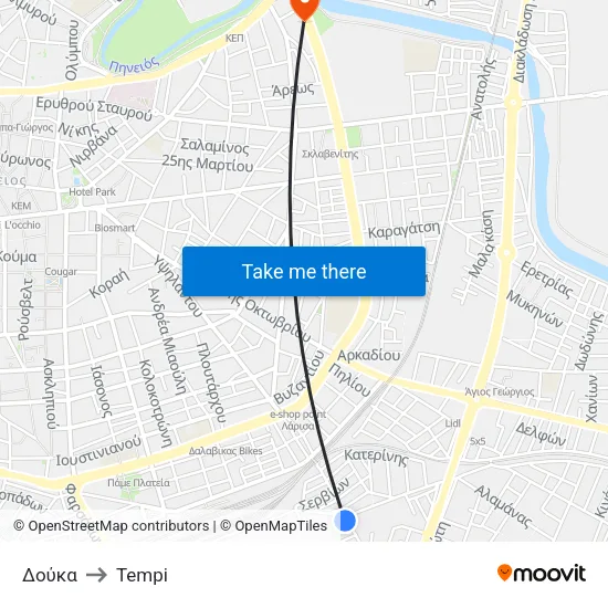 Δούκα to Tempi map