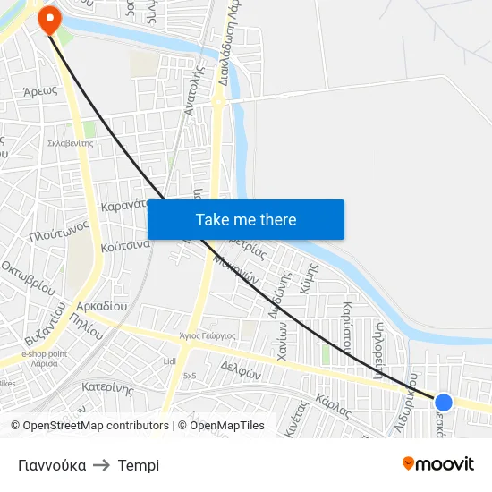 Γιαννούκα to Tempi map