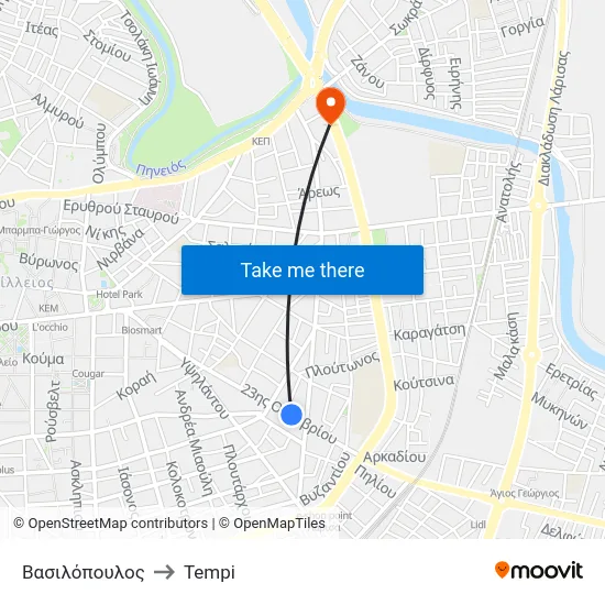 Βασιλόπουλος to Tempi map