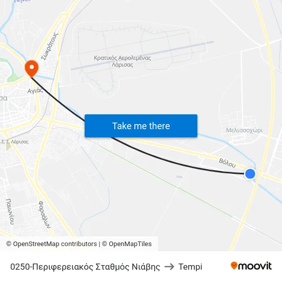 0250-Περιφερειακός Σταθμός Νιάβης to Tempi map