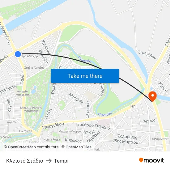 Κλειστό Στάδιο to Tempi map