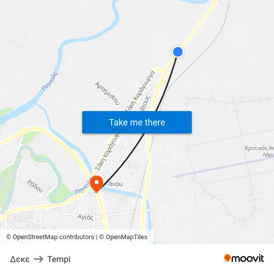 Δεκε to Tempi map