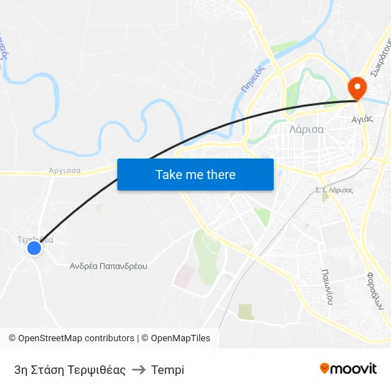 3η Στάση Τερψιθέας to Tempi map
