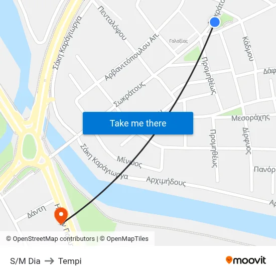 Dia Supermarket to Tempi map