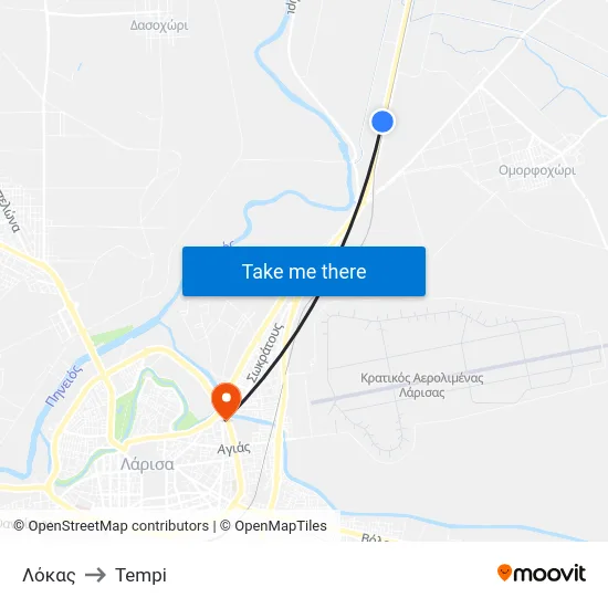 Λόκας to Tempi map