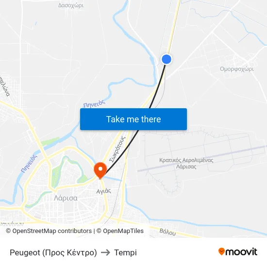 Peugeot (Προς Κέντρο) to Tempi map