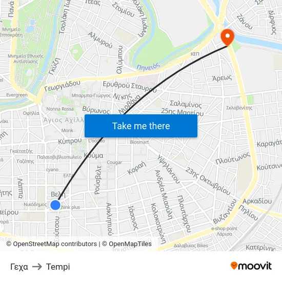 Γεχα to Tempi map