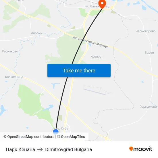 Парк Кенана to Dimitrovgrad Bulgaria map