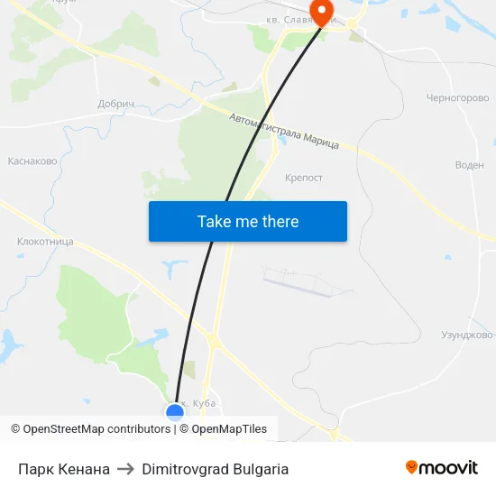 Парк Кенана to Dimitrovgrad Bulgaria map