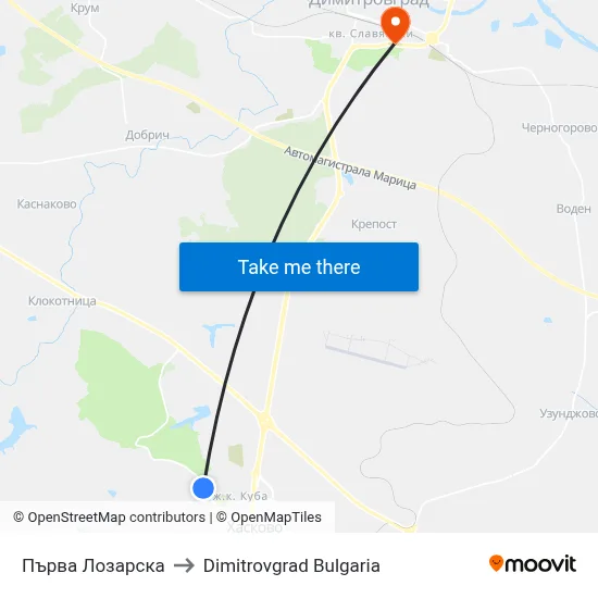 Първа Лозарска to Dimitrovgrad Bulgaria map