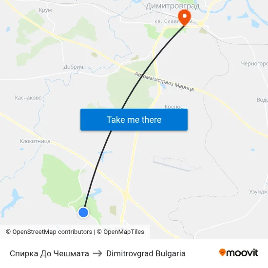 Спирка До Чешмата to Dimitrovgrad Bulgaria map