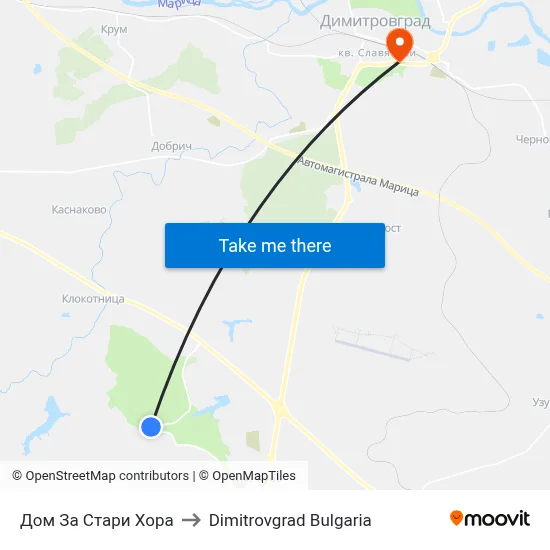Дом За Стари Хора to Dimitrovgrad Bulgaria map