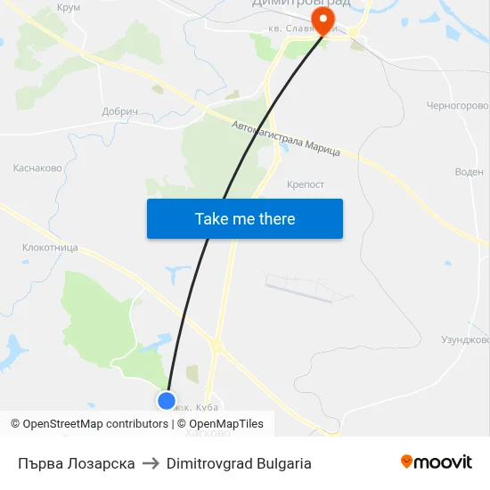 Първа Лозарска to Dimitrovgrad Bulgaria map