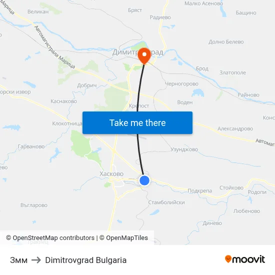 Змм to Dimitrovgrad Bulgaria map