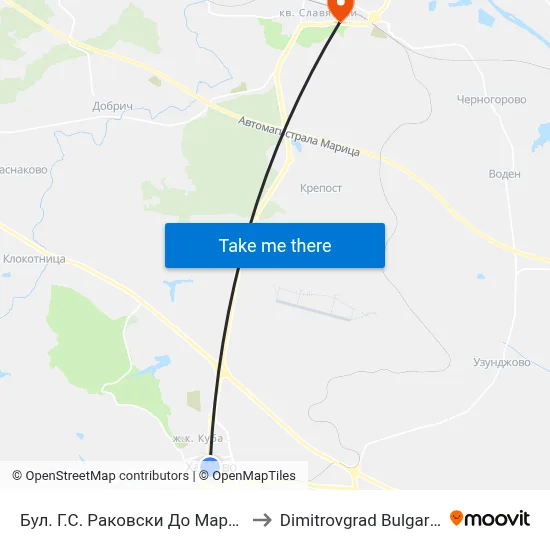 Бул. Г.С. Раковски До Марса to Dimitrovgrad Bulgaria map