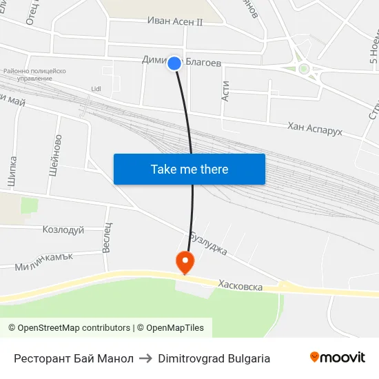 Ресторант Бай Манол to Dimitrovgrad Bulgaria map