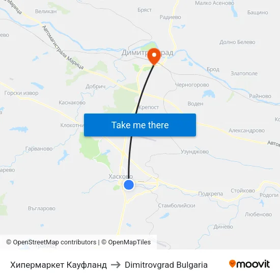 Магазин Кауфланд to Dimitrovgrad Bulgaria map