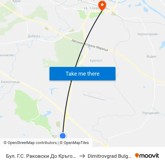 Бул. Г.С. Раковски До Кръговото to Dimitrovgrad Bulgaria map
