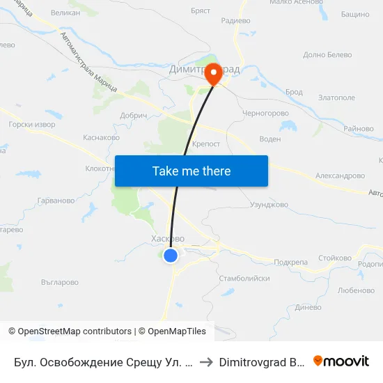 Бул. Освобождение Срещу Ул. Славянска to Dimitrovgrad Bulgaria map