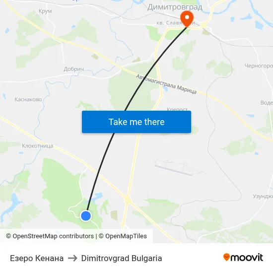 Kenana Lake to Dimitrovgrad Bulgaria map