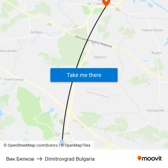 VIK Byalkov to Dimitrovgrad Bulgaria map