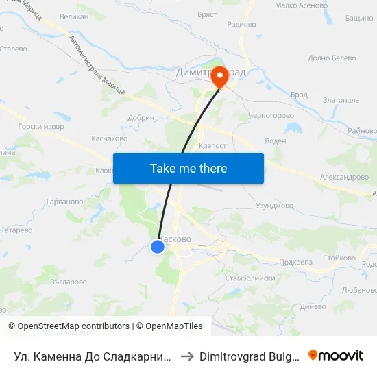 Kamenna Street near the Pastry Shop to Dimitrovgrad Bulgaria map