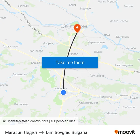 Lidl Store to Dimitrovgrad Bulgaria map