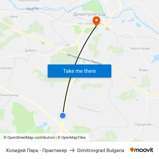 Holiday Park - Praktiker to Dimitrovgrad Bulgaria map
