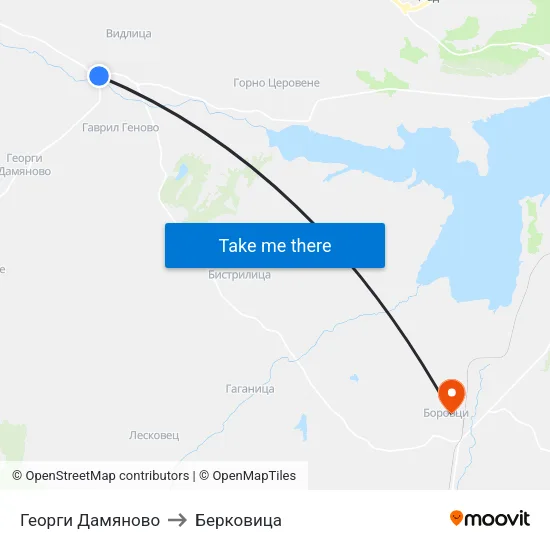 Георги Дамяново to Берковица map