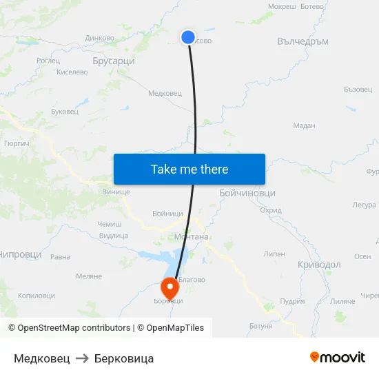 Медковец to Берковица map