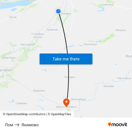 Лом to Якимово map