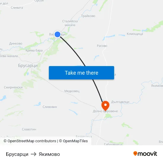 Брусарци to Якимово map