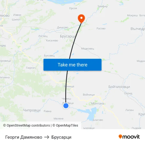 Георги Дамяново to Брусарци map