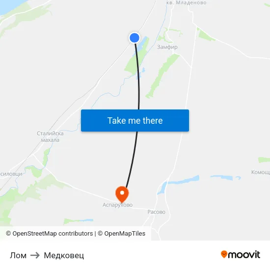 Лом to Медковец map