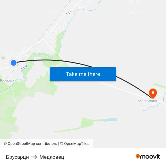 Брусарци to Медковец map