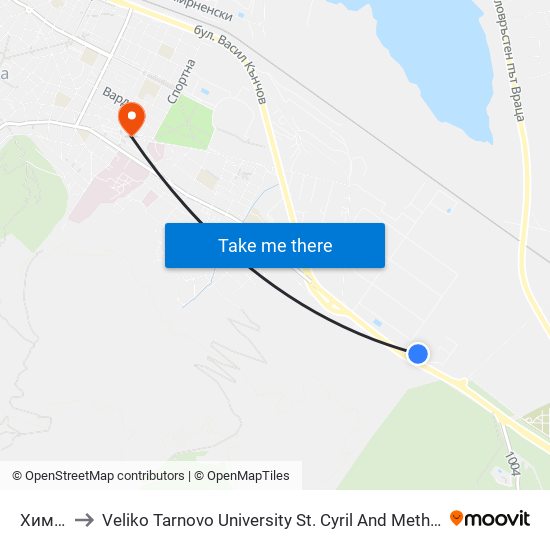 Химко 2 to Veliko Tarnovo University St. Cyril And Methodius Branch Vratsa map