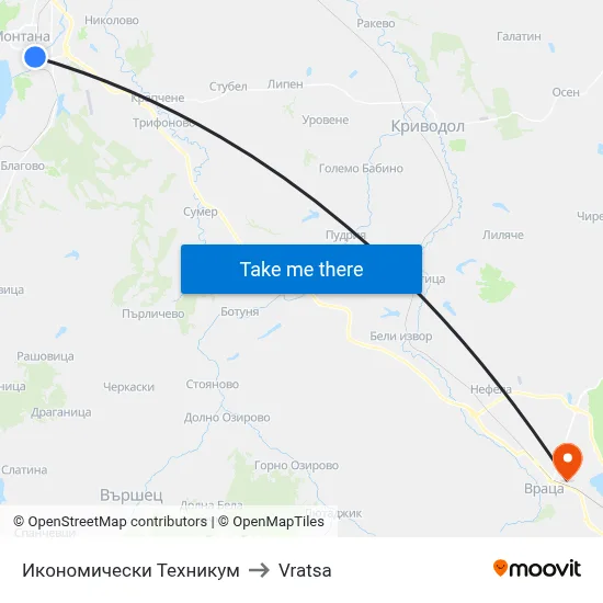 Икономически Техникум to Vratsa map