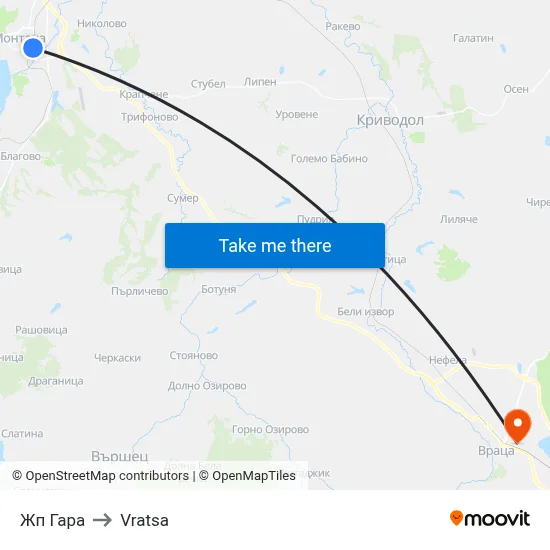 Жп Гара to Vratsa map