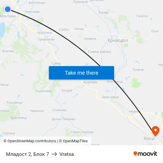 Младост 2, Блок 7 to Vratsa map