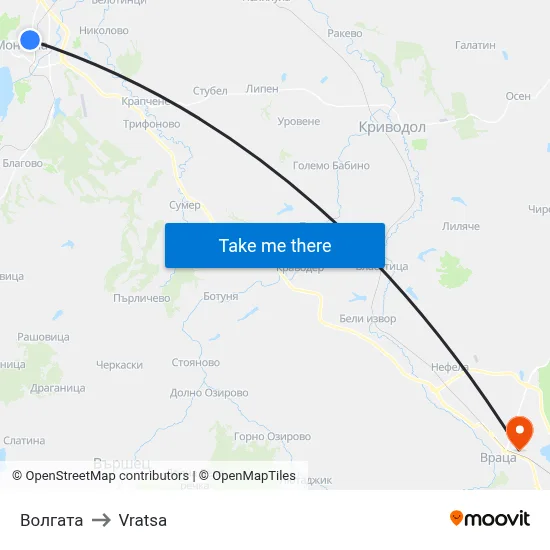 Волгата to Vratsa map