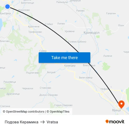 Подова Керамика to Vratsa map