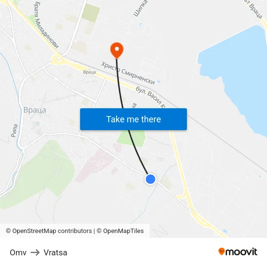 Omv to Vratsa map