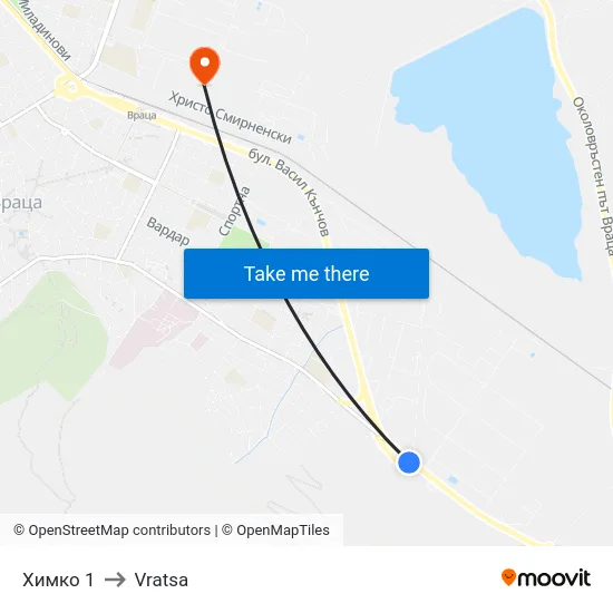 Химко 1 to Vratsa map