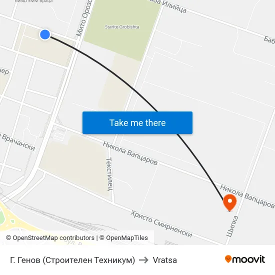 G. Genov (Construction Technical School) to Vratsa map