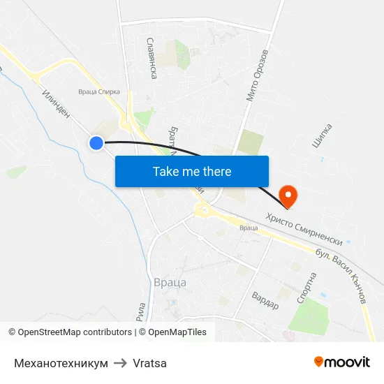 Механотехникум to Vratsa map