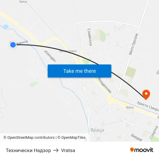 Технически Надзор to Vratsa map