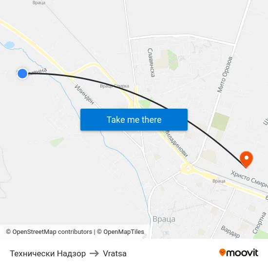 Технически Надзор to Vratsa map